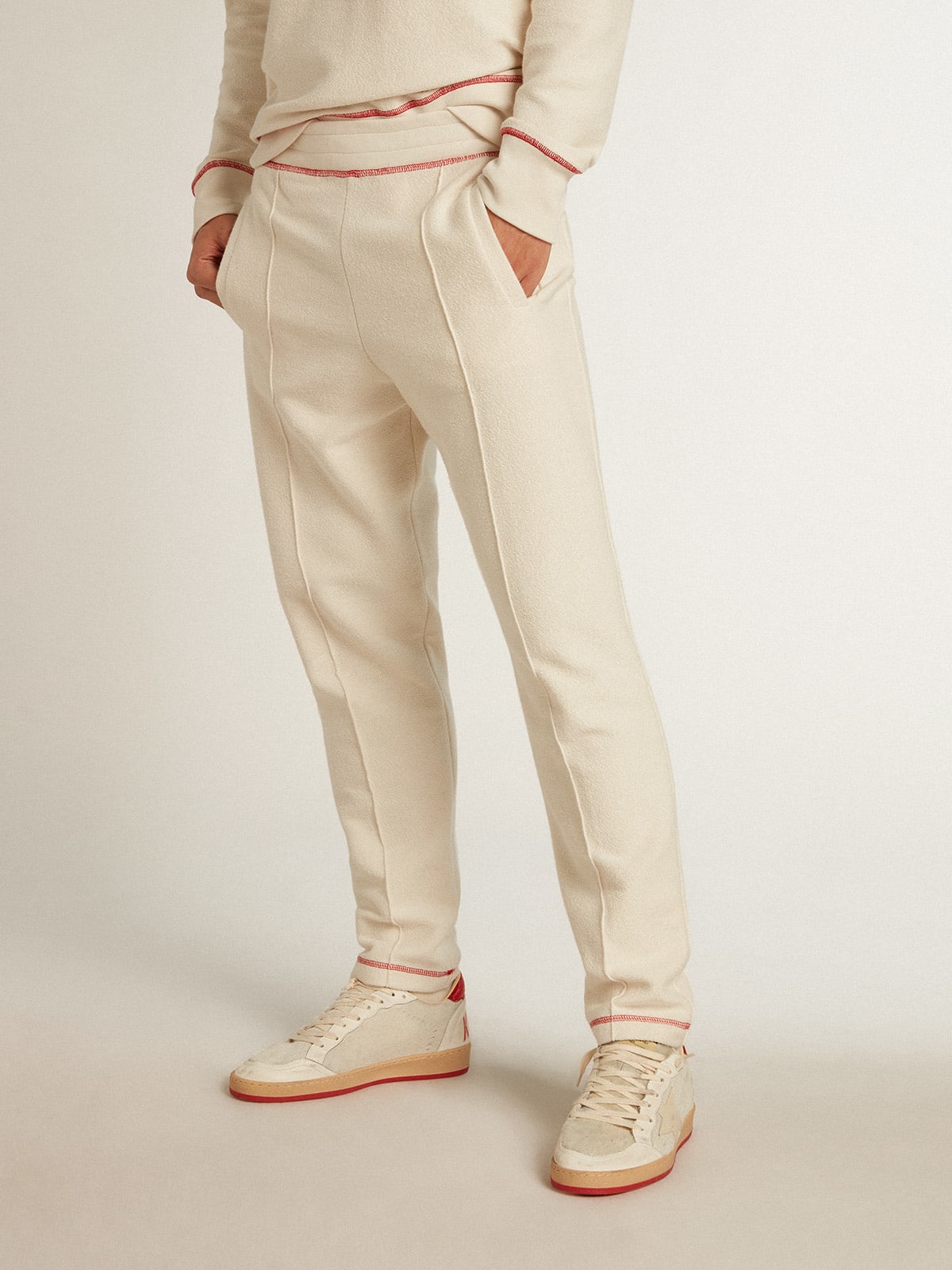 Pantalone jogging Uomo color bianco heritage con logo CNY
