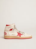 Sneaker Sky-Star con firma sulla caviglia e inserti in pelle rossa