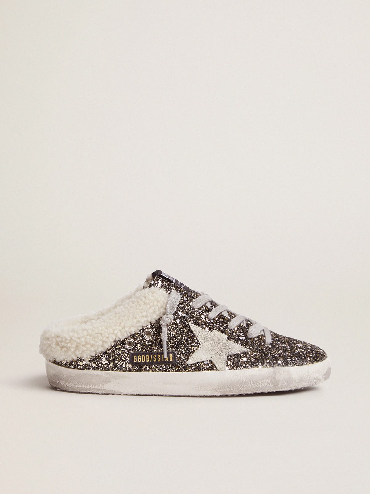 Sneakers Super-Star sabot con glitter e interno shearling