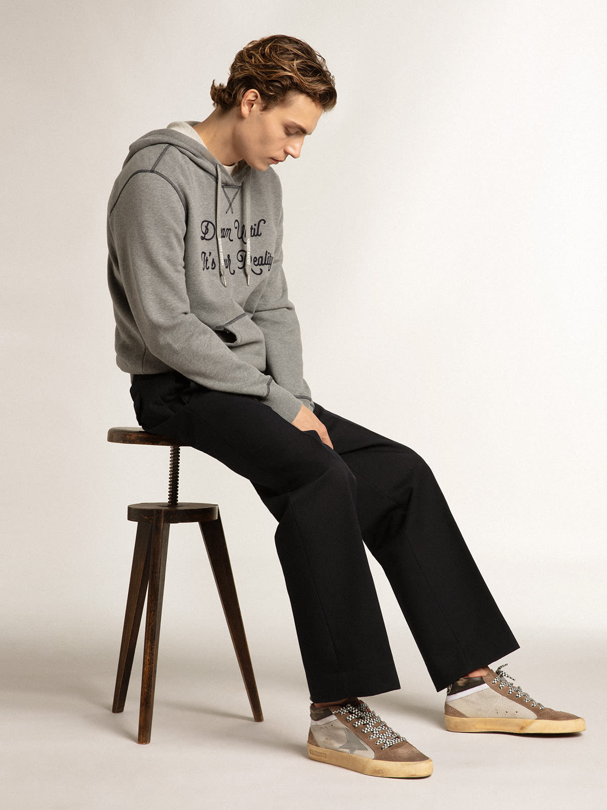 Mid Star in rete e suede con stella in pelle argento