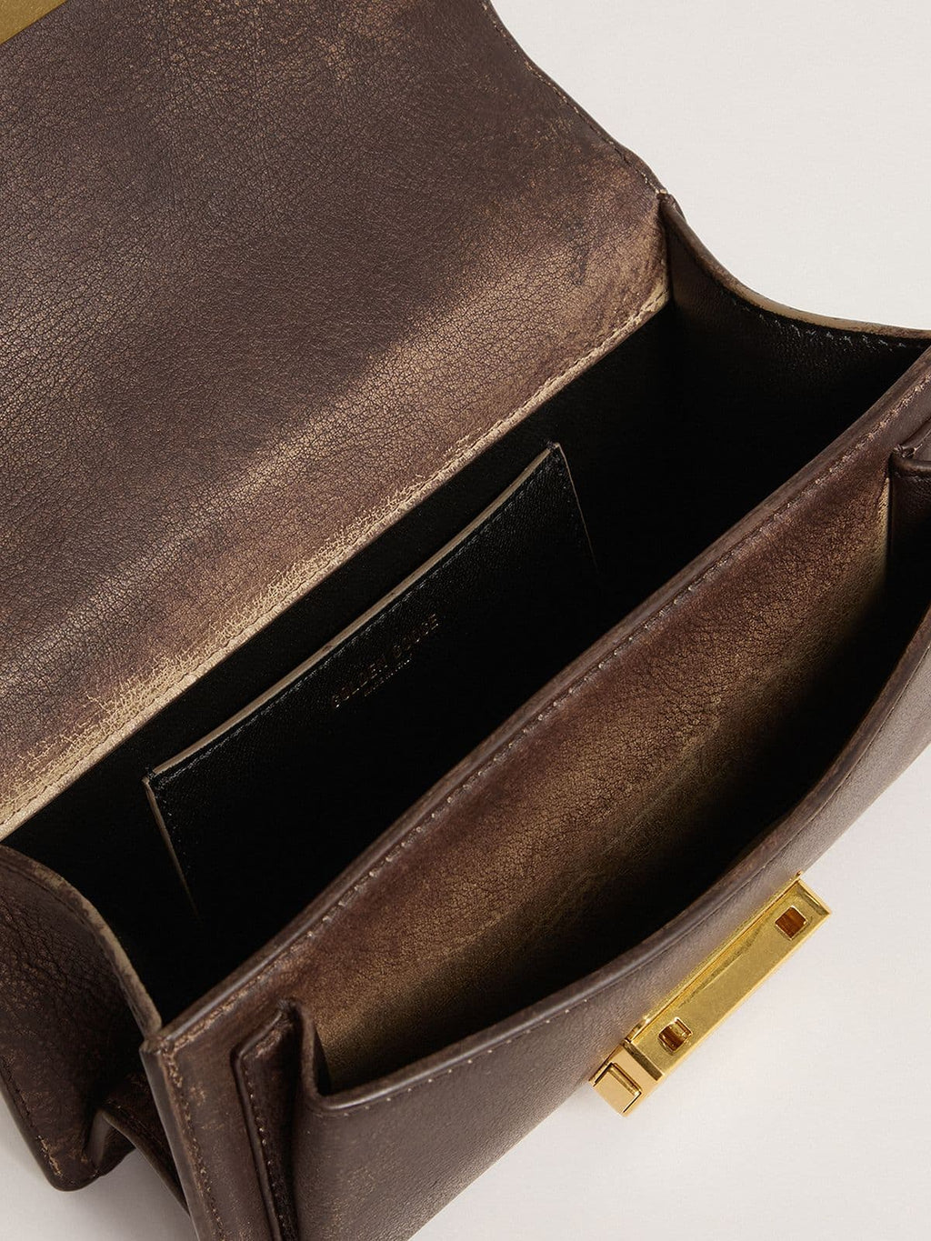 Small Venezia Bag in dark brown leather with gold buckle