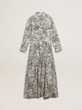 Vestito di colore bianco con stampa toile de jouy nera