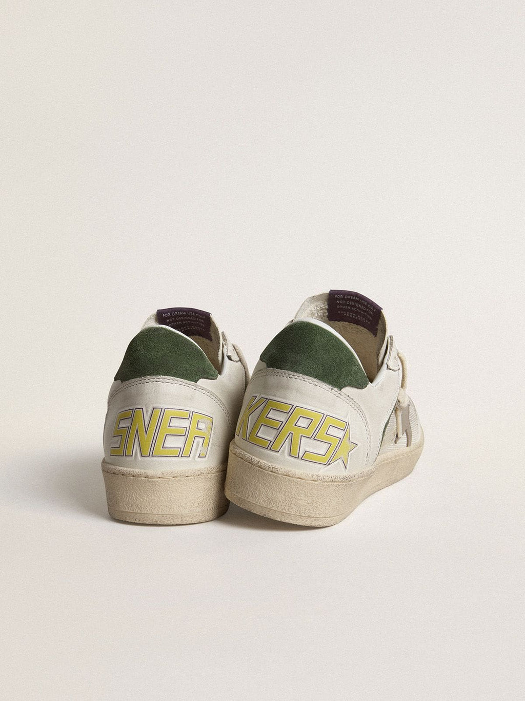 Ball Star LTD in mesh and nappa leather with gray leather star and green suede heel tab