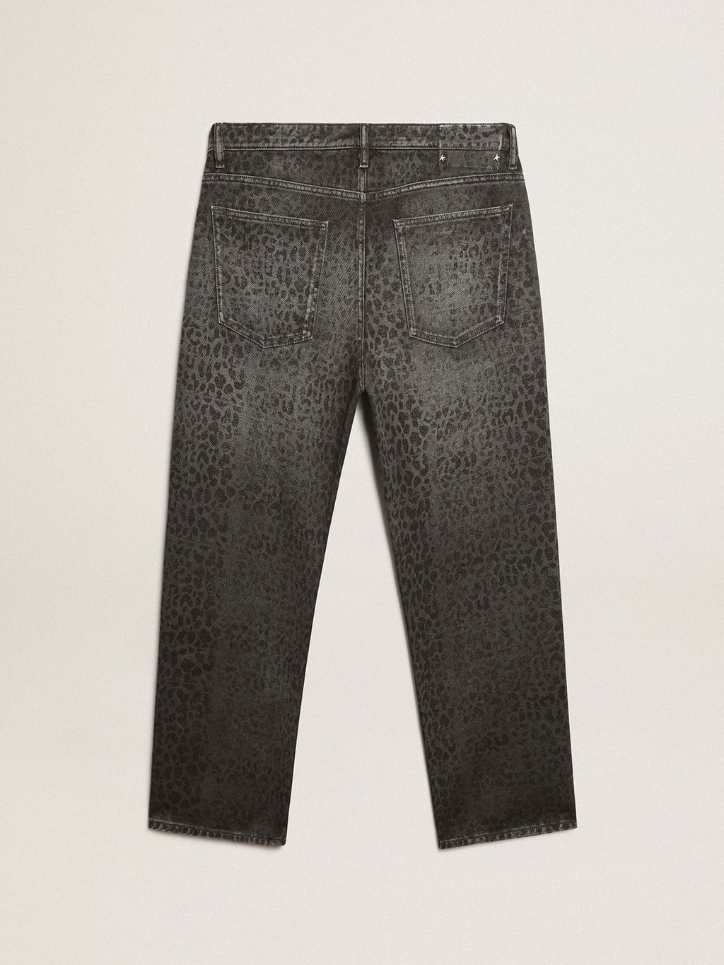 Jeans grigio da uomo con stampa leopardo