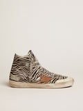 Sneaker Francy Penstar LTD in cavallino zebrato con stella in suede color tabacco e talloncino in pelle nera