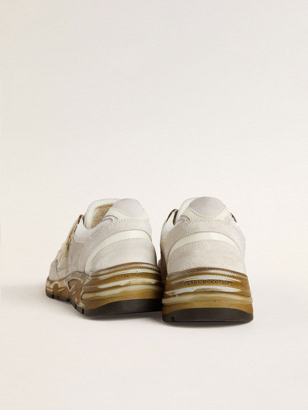 Men's Dad-Star in mesh and white suede with gold foiled leather star