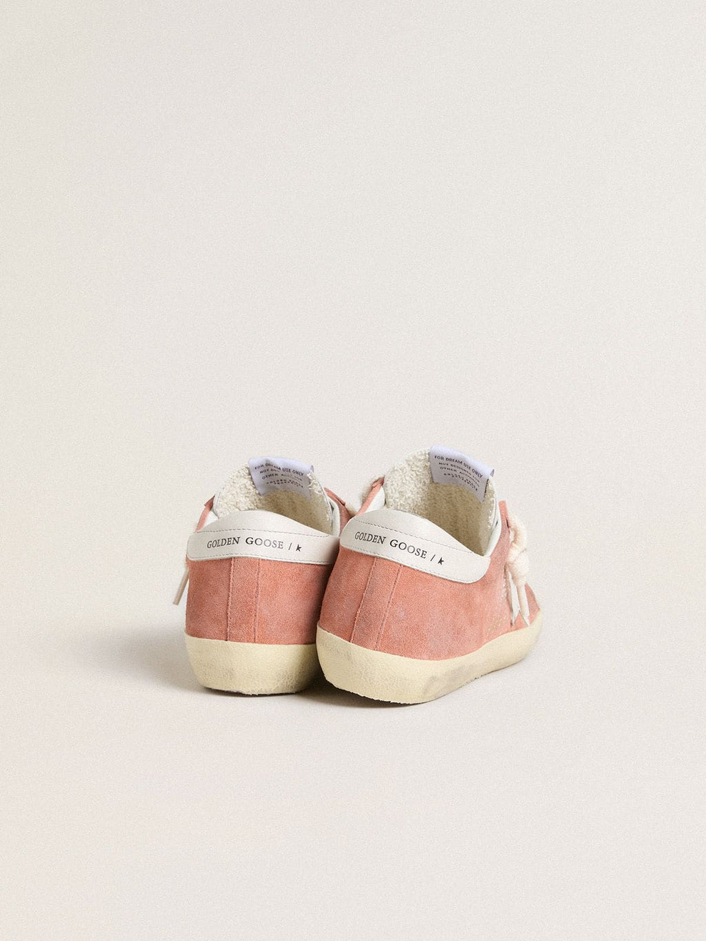 Women’s Super-Star in coral suede with white leather star and heel tab