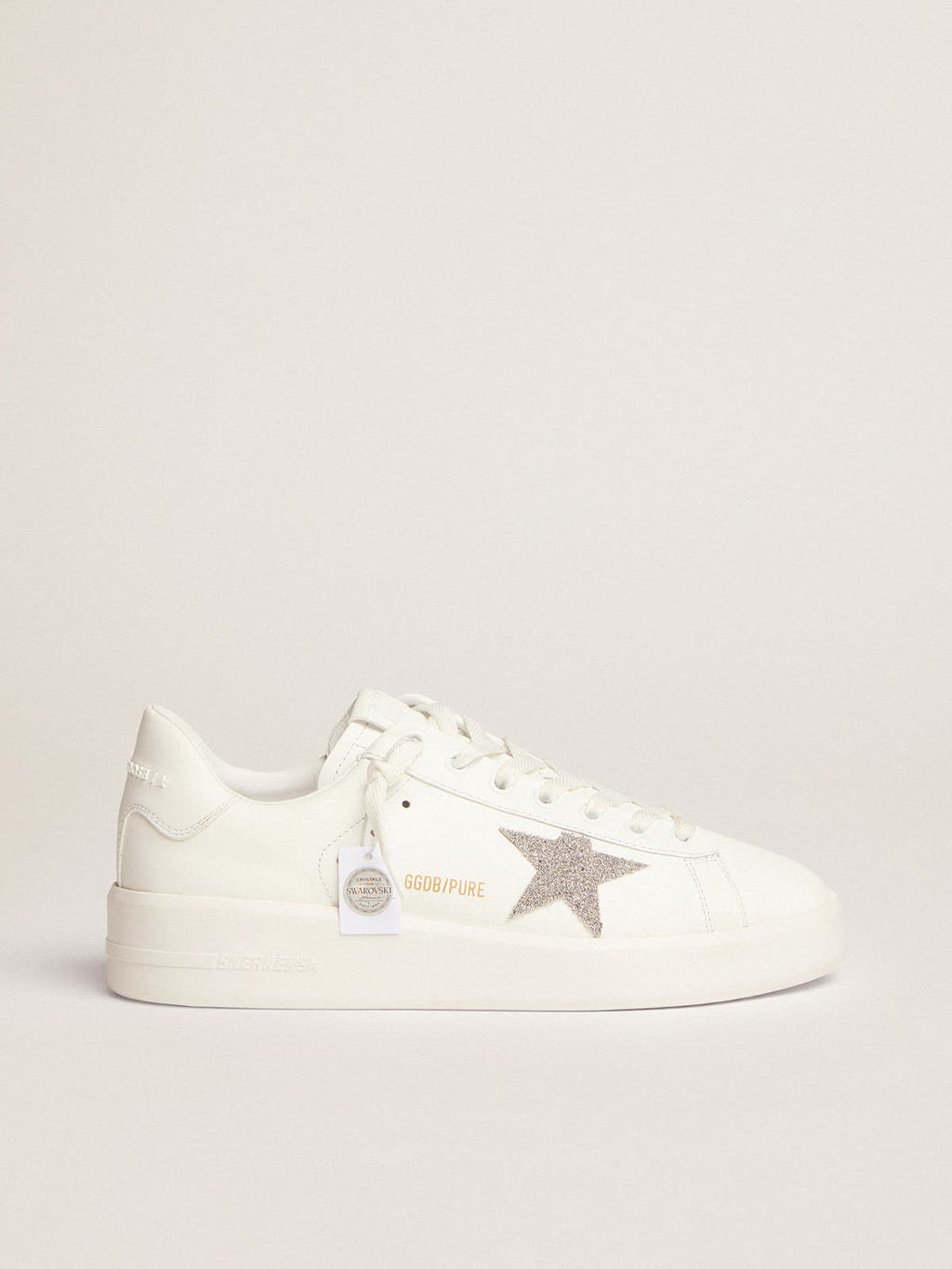 Purestar in pelle bianca con stella in cristalli Swarovski color argento