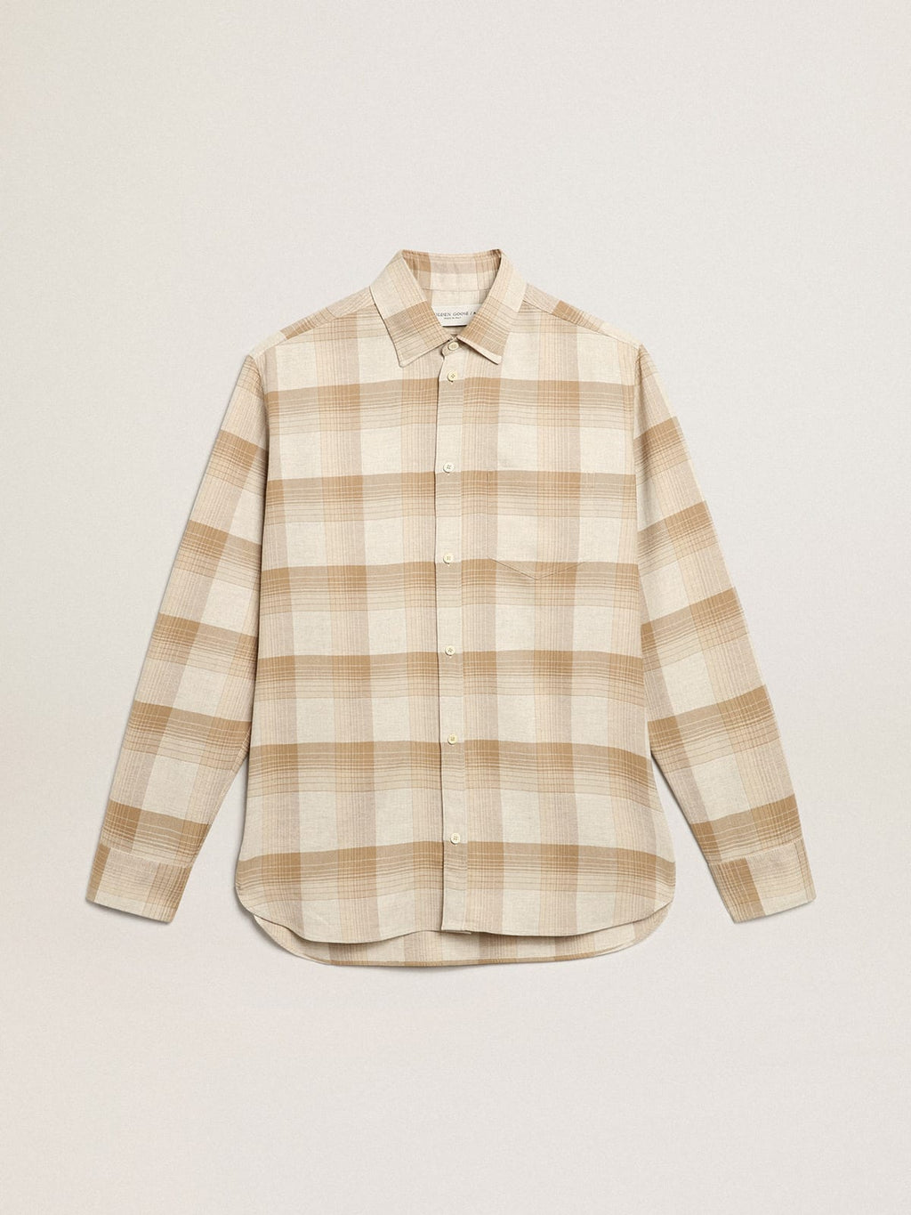 Camicia slim fit color pepe e sabbia scura