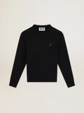 Felpa Athena Collezione Star di colore nero con stella ton sur ton sul davanti