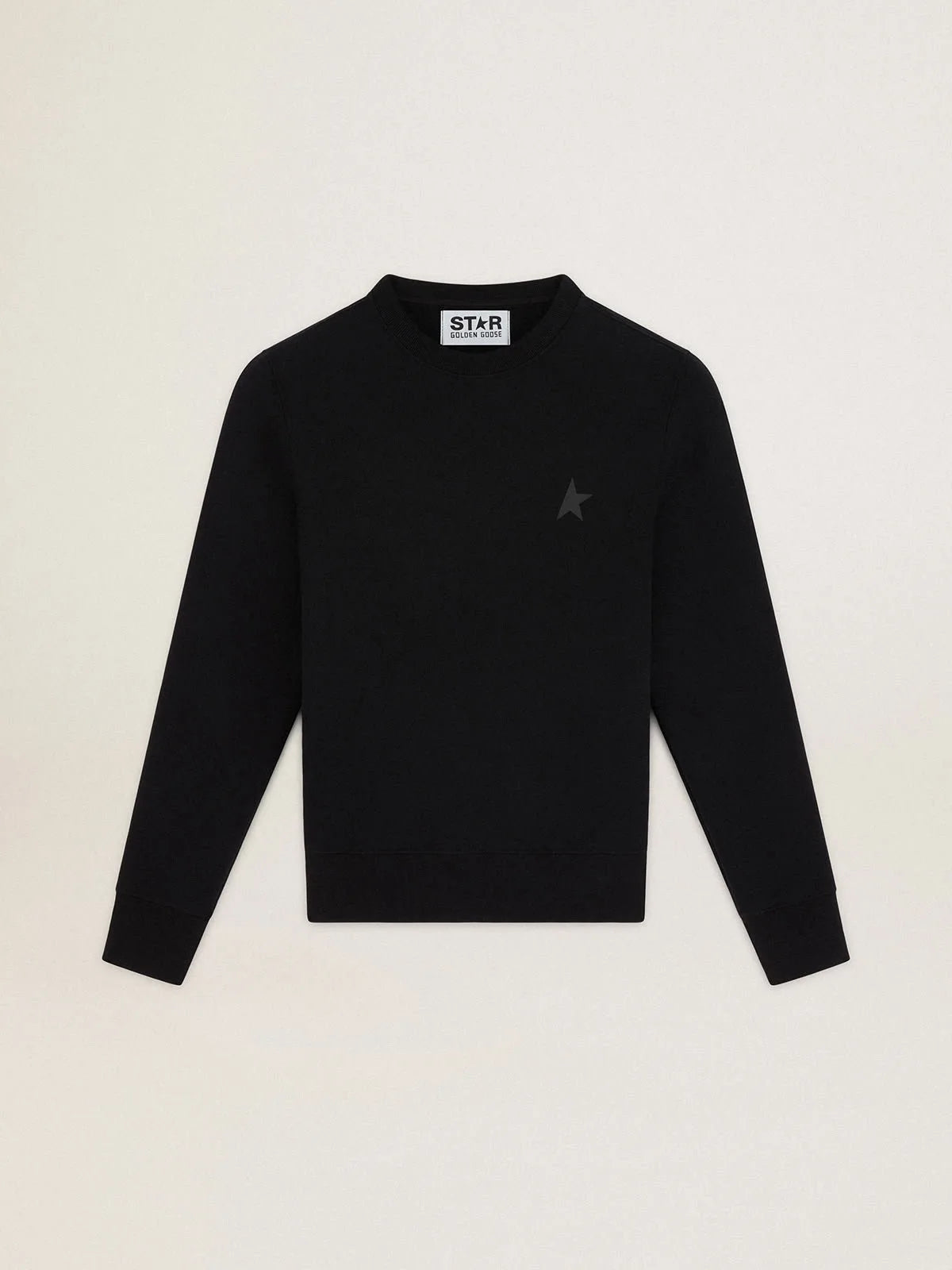 Felpa Athena Collezione Star di colore nero con stella ton sur ton sul davanti