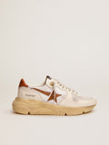 Sneaker Running Sole LTD con stella in pelle marrone con stampa lucertola e talloncino in pelle color cuoio