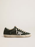 Super-Star LTD in suede verde con stella in glitter argento
