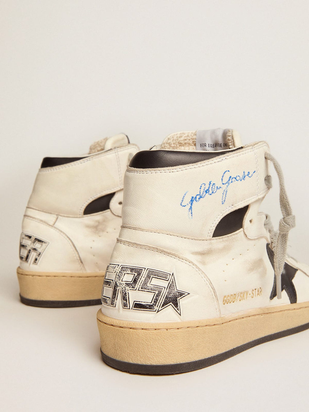 Sneaker Sky-Star uomo con firma sulla caviglia e inserti in pelle nera