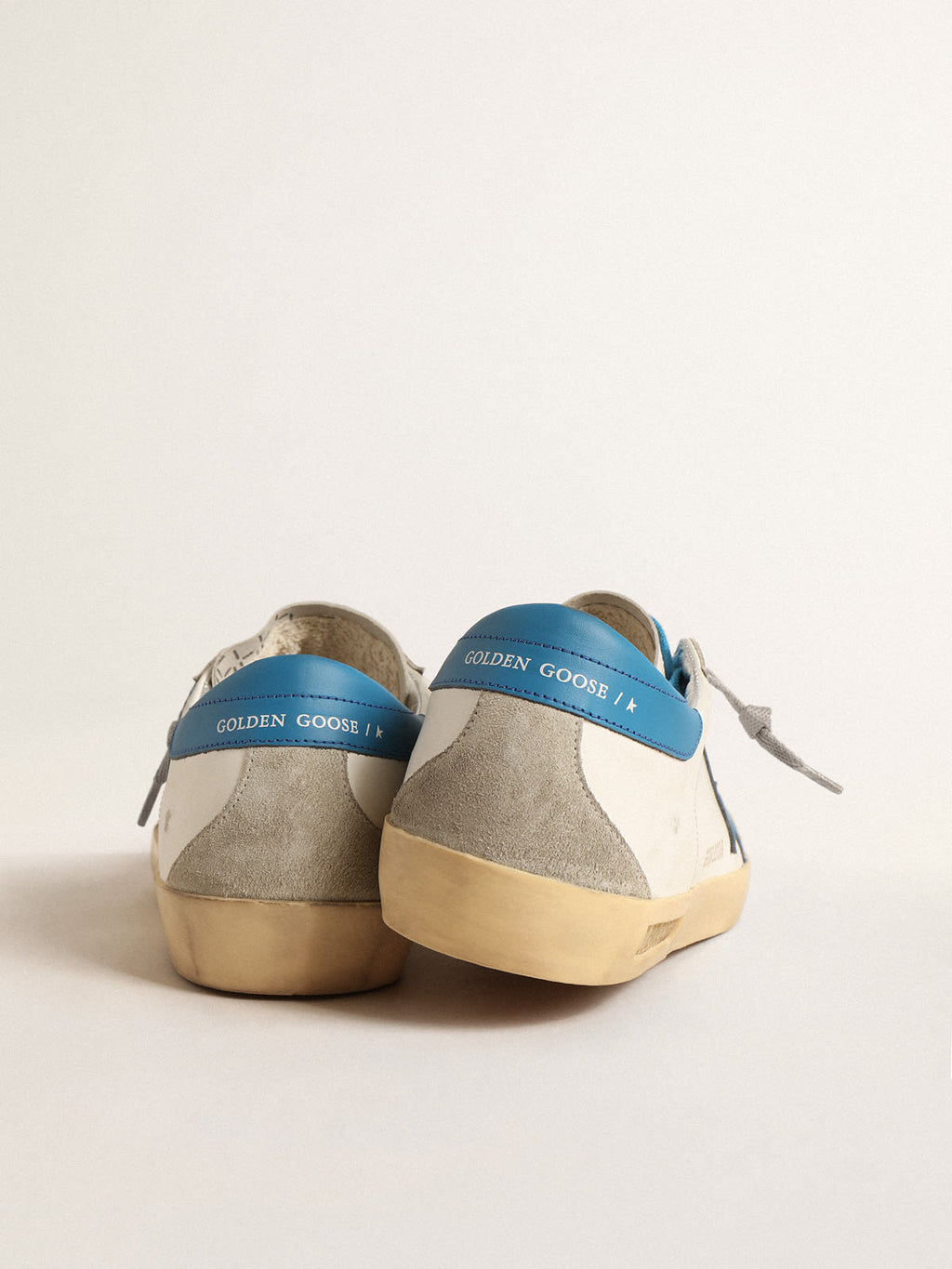 Super-Star in nappa con stella e talloncino in pelle azzurra