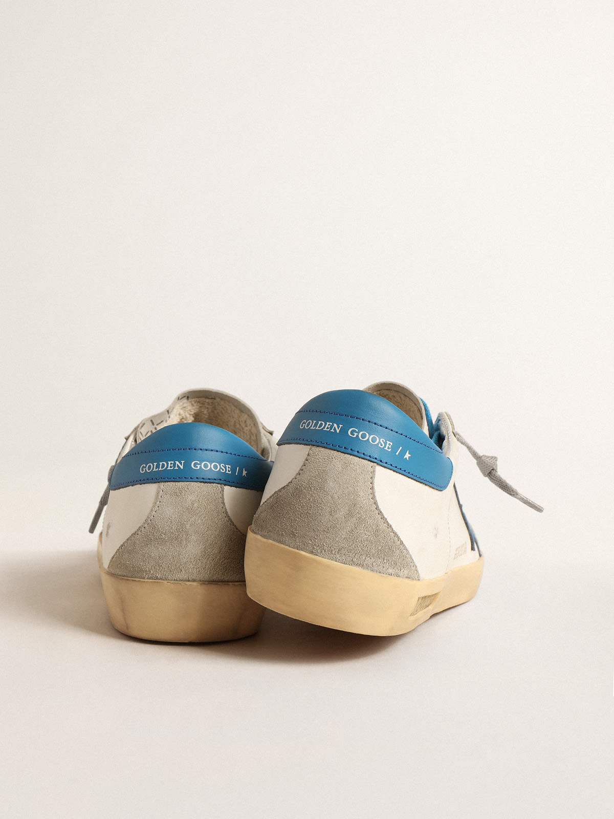 Super-Star in nappa con stella e talloncino in pelle azzurra