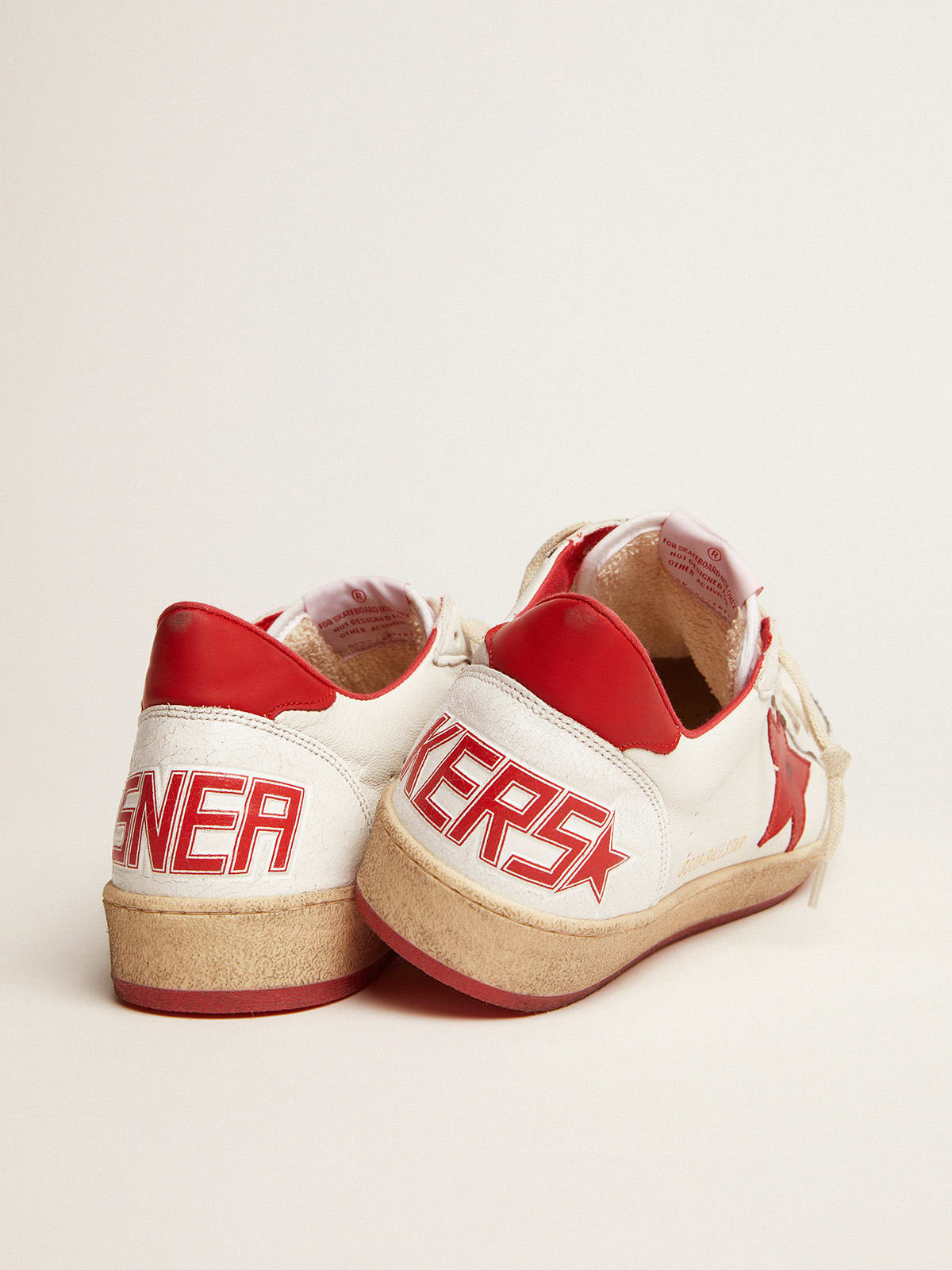 Sneakers Ball Star bianche in pelle con stella e talloncino rossi