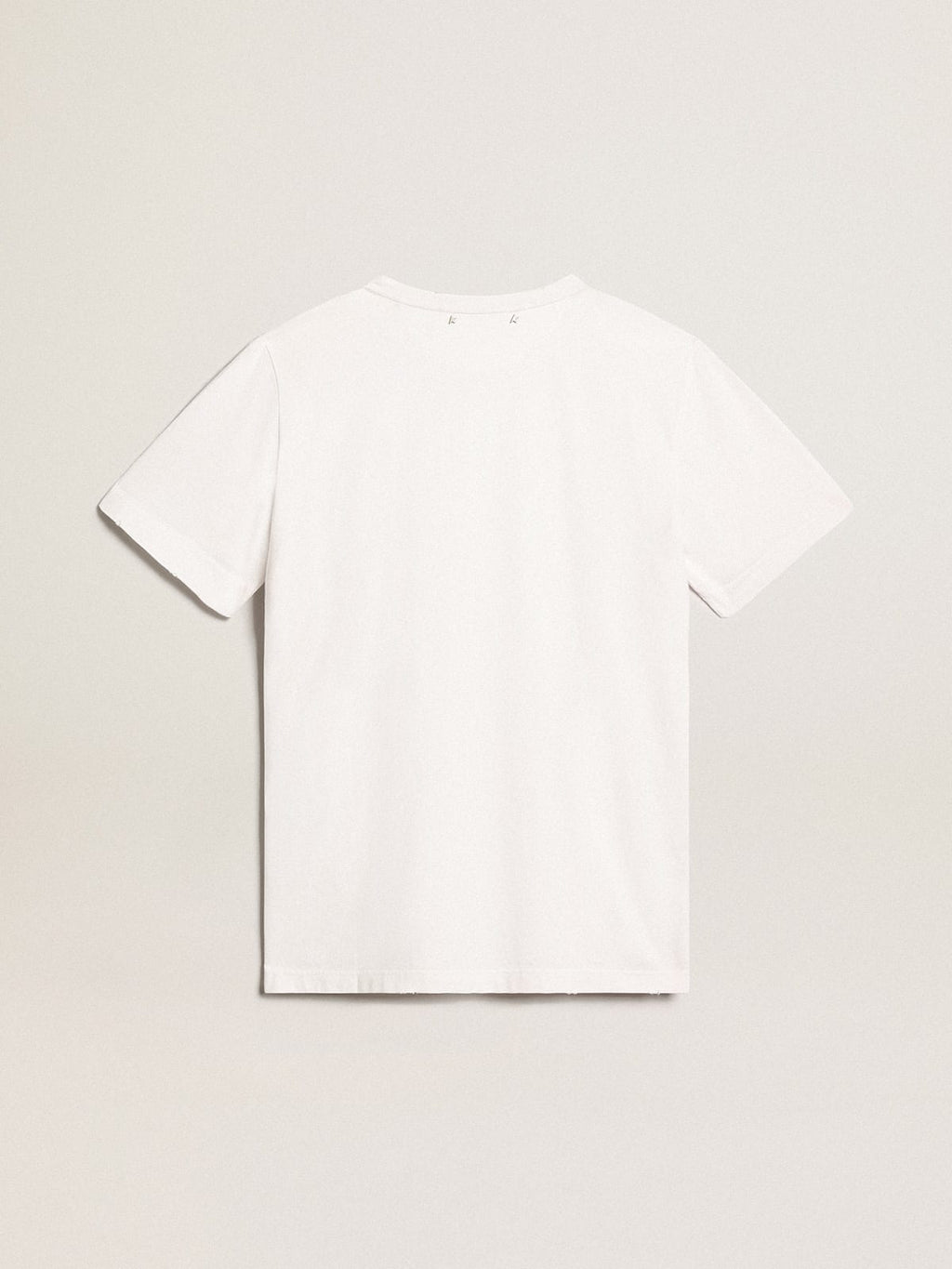 T-shirt Collezione Golden di colore bianco dal trattamento distressed