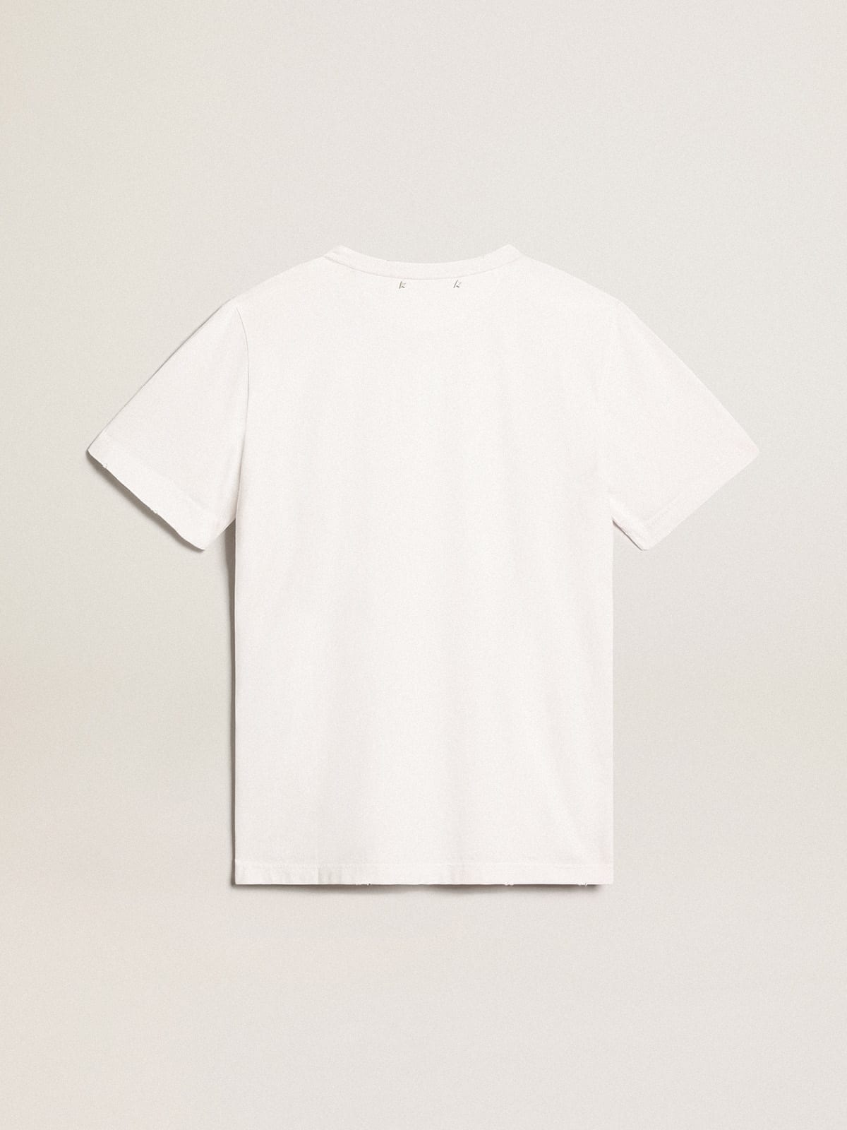 T-shirt Collezione Golden di colore bianco dal trattamento distressed