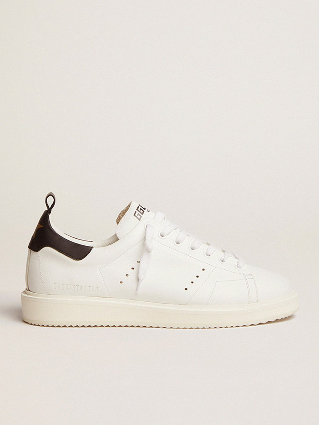 Sneaker Starter in pelle bianca con talloncino in pelle nera
