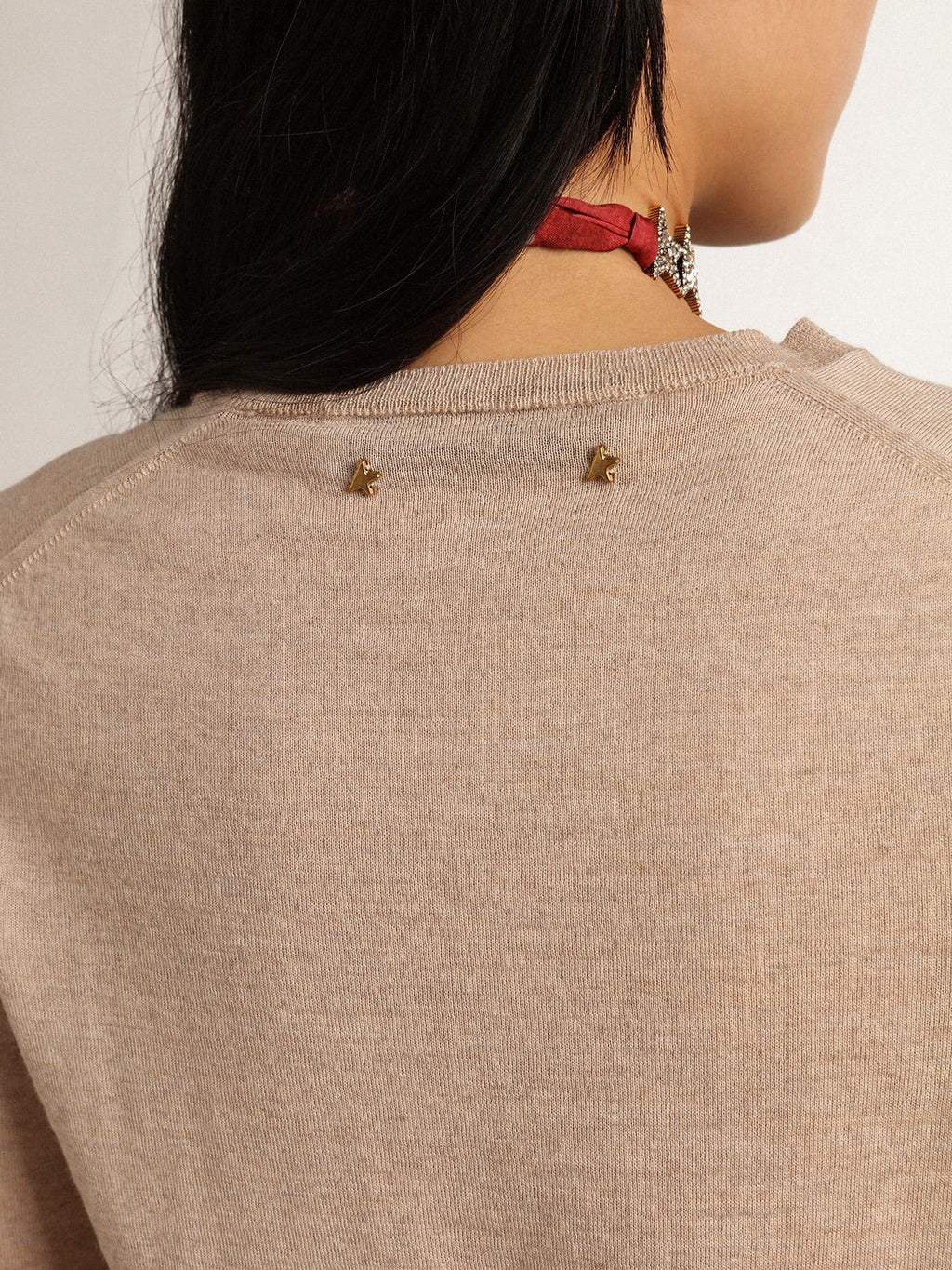 Maglioncino Collezione Golden in lana merino color marrone chiaro