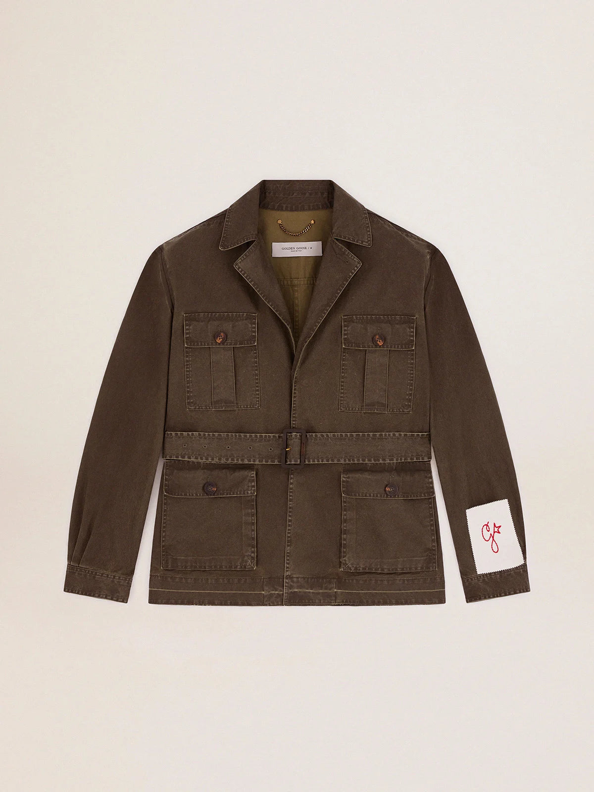 Giacca sahariana Collezione Golden in canvas verde militare