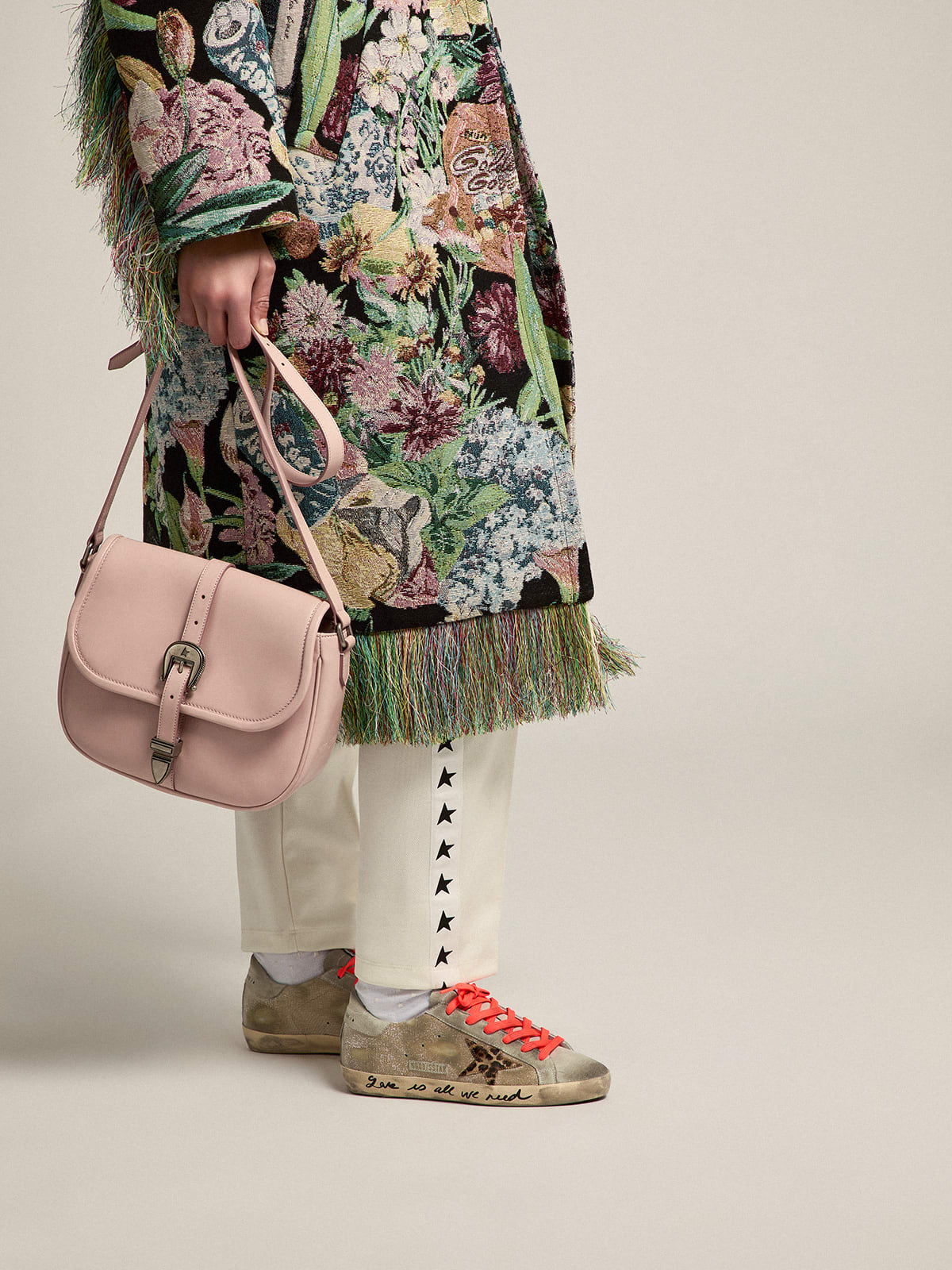 Borsa Rodeo Bag medium in pelle color rosa quarzo