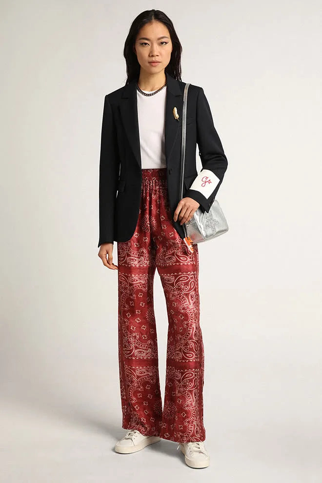 Blazer monopetto da donna in gabardine di lana blu scuro