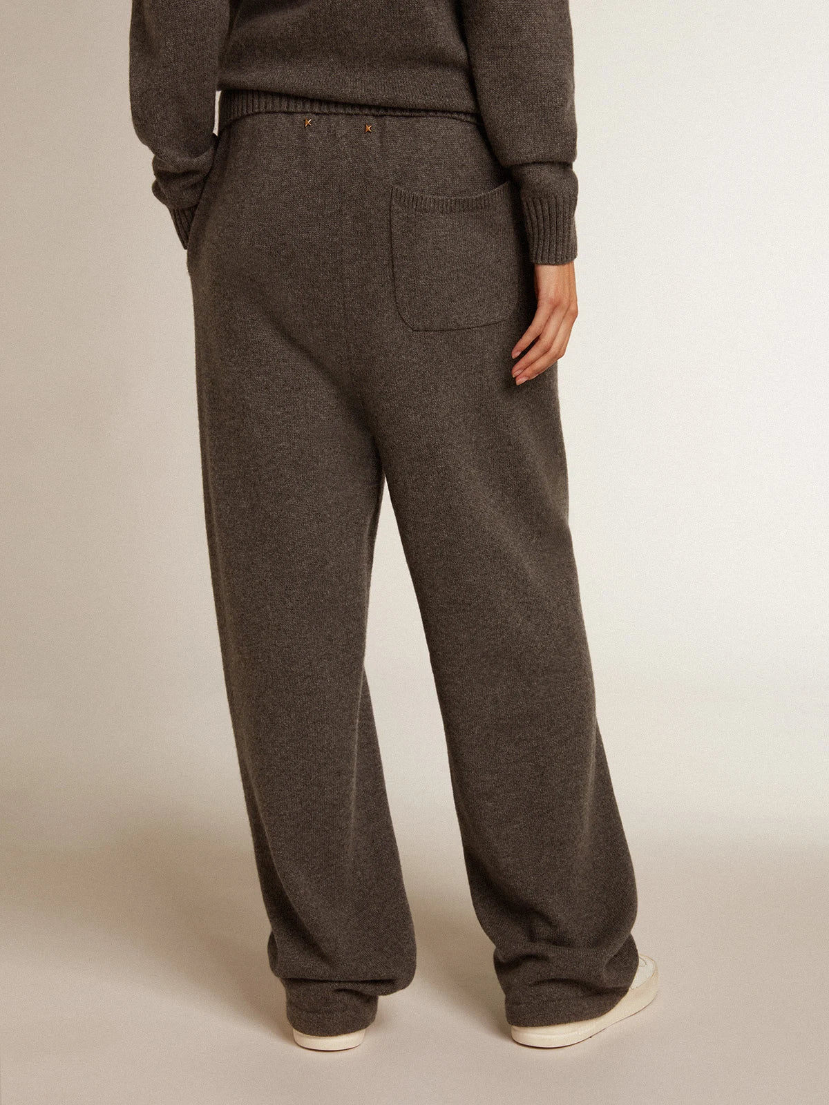 Pantalone jogging donna misto cashmere di colore grigio