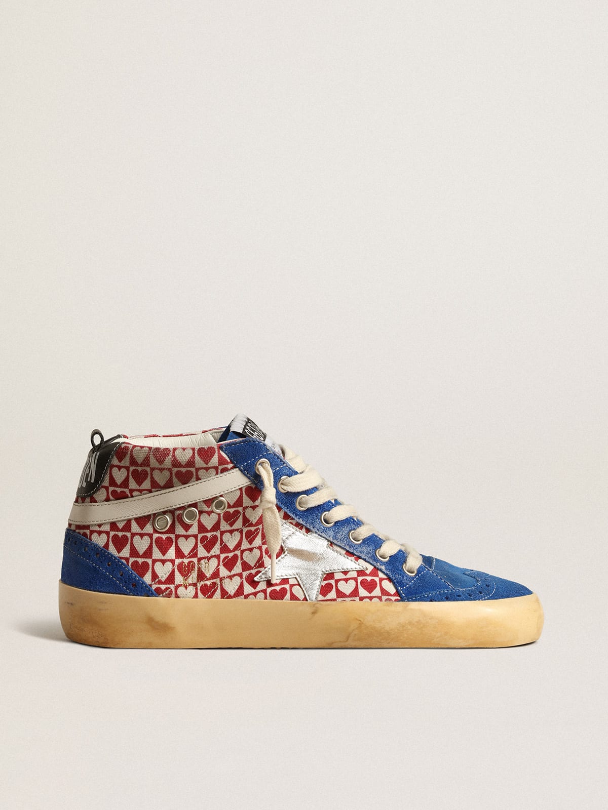 Mid Star Uomo in canvas con stampa a cuori e stella argento