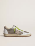 Men’s Ball Star in gray suede with old rose suede star and beige leather heel tab