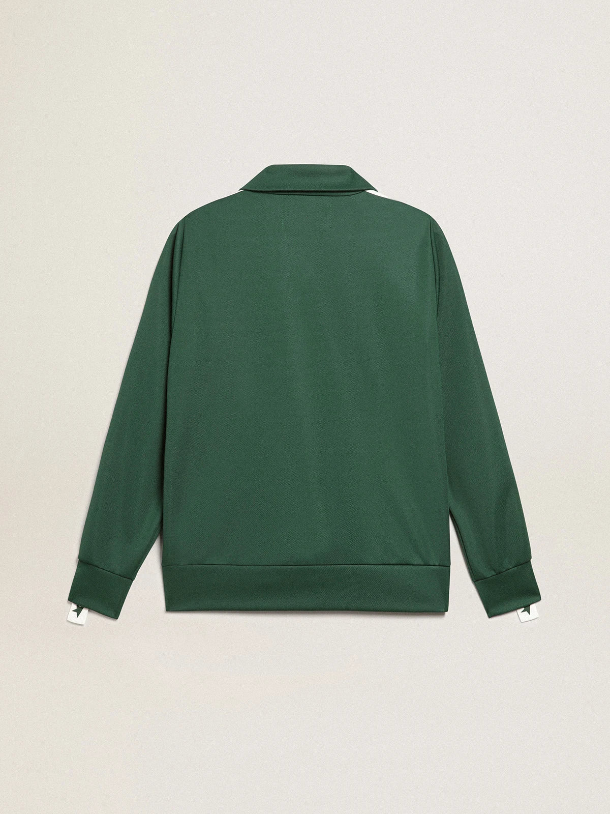 Felpa con zip da donna di colore verde con nastro bianco e stelle a contrasto