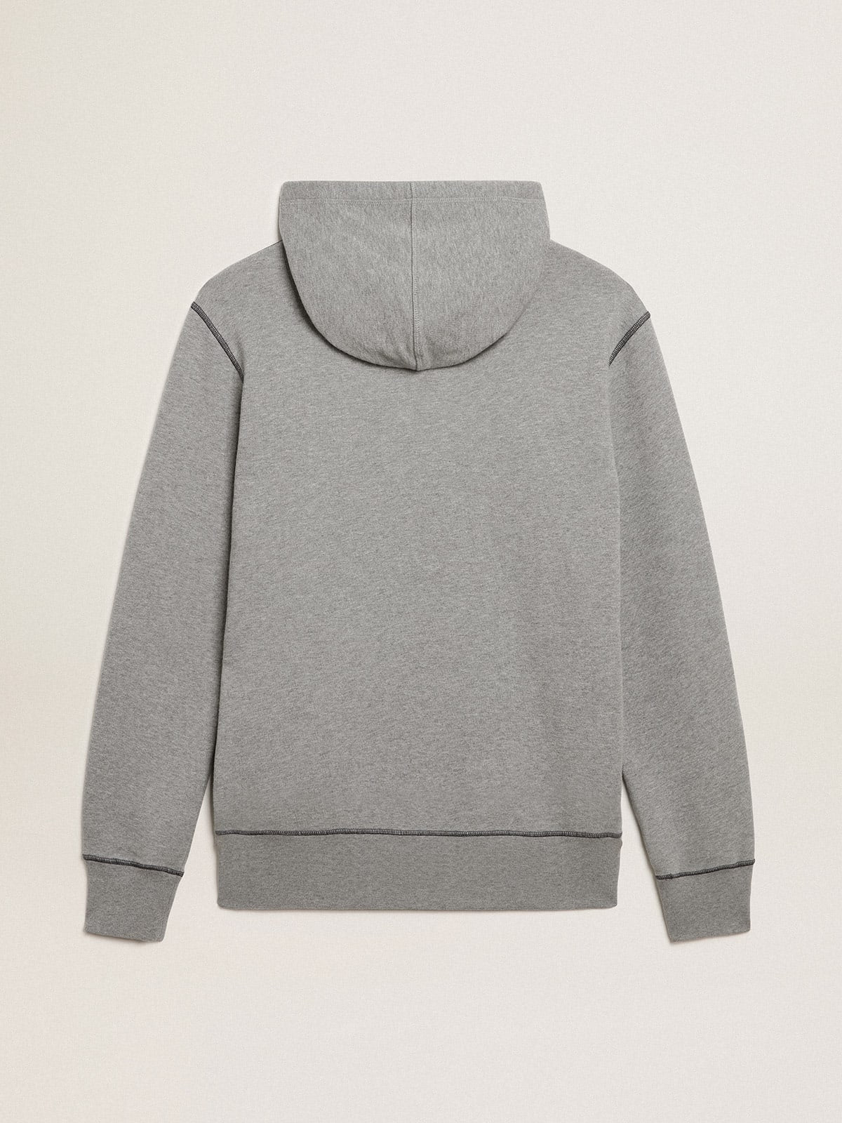 Felpa in cotone color grigio melange con cappuccio