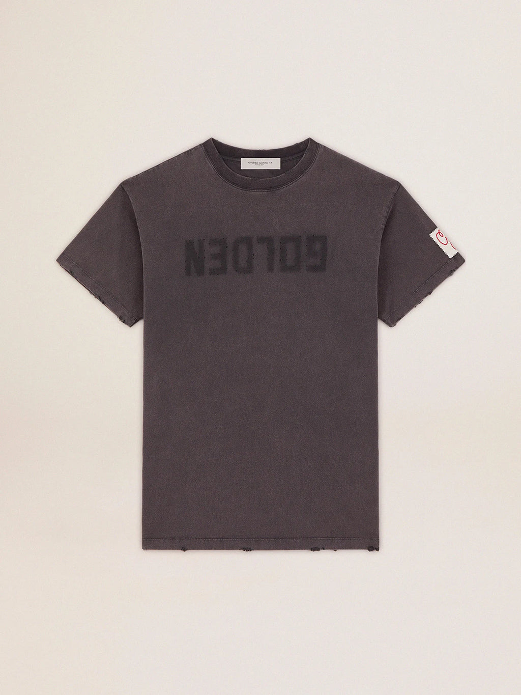 Vestito T-shirt Collezione Golden di colore grigio antracite dal trattamento distressed