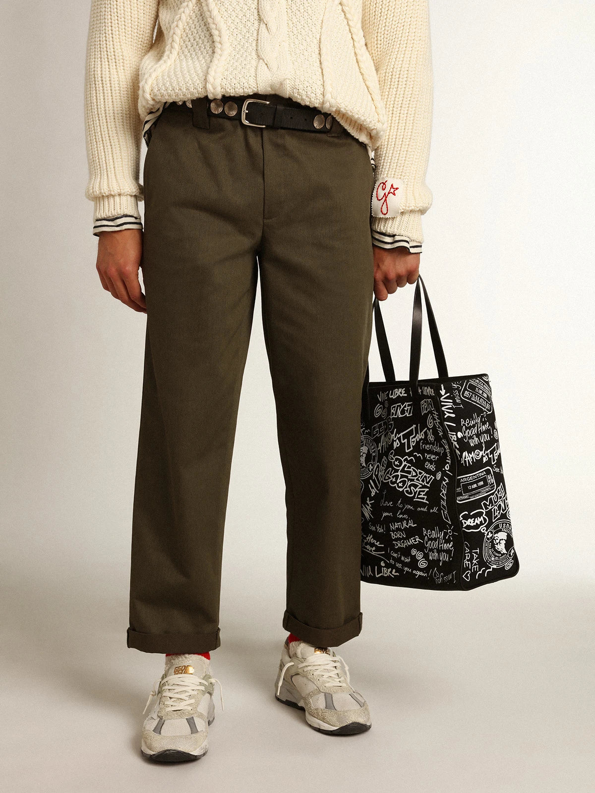 Pantalone chino Golden Collection color verde militare