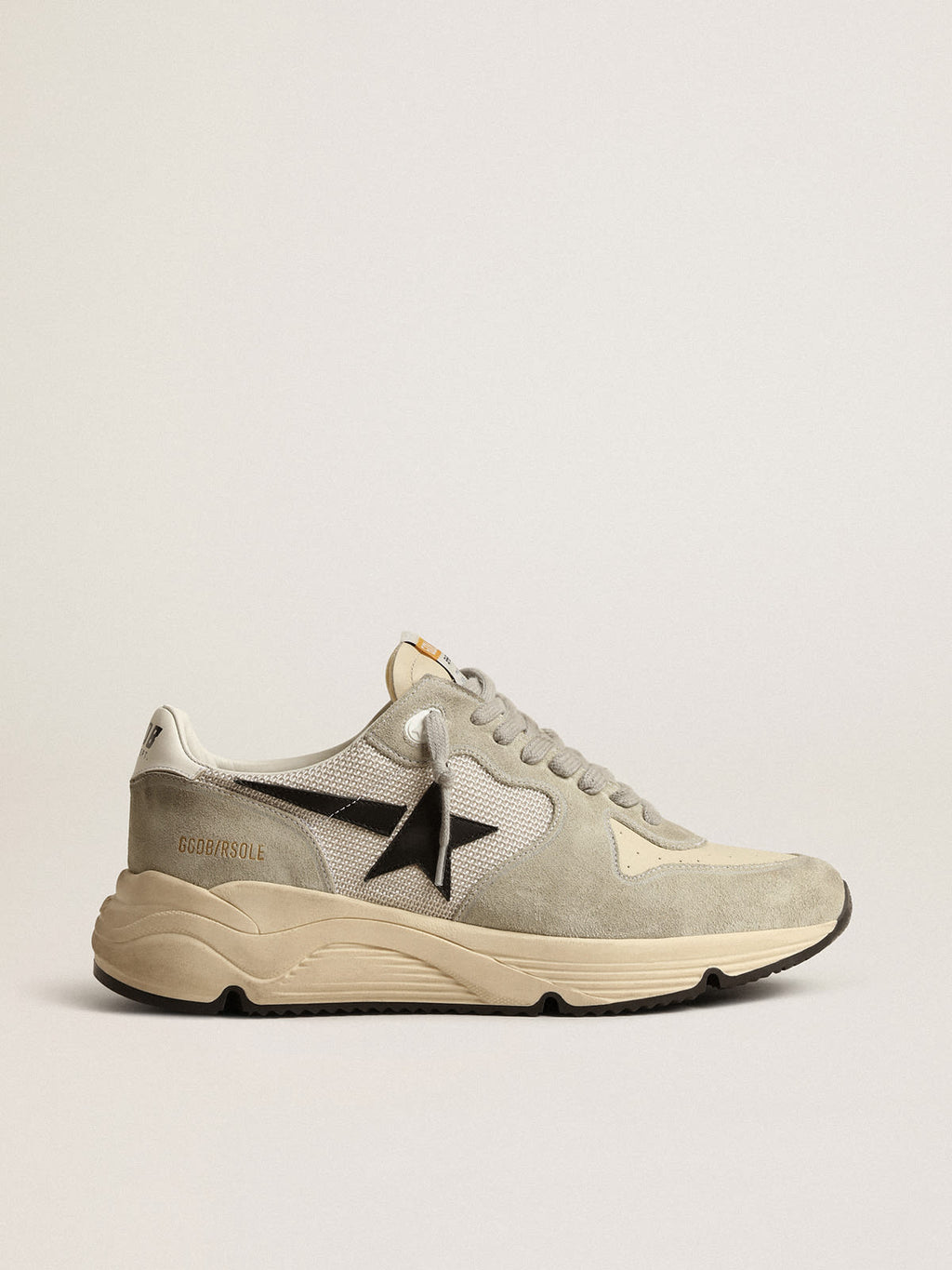 Running Sole in suede ghiaccio e rete con stella in pelle nera