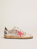 Sneaker Ball Star in rete color argento chiaro con stella in pelle rossa