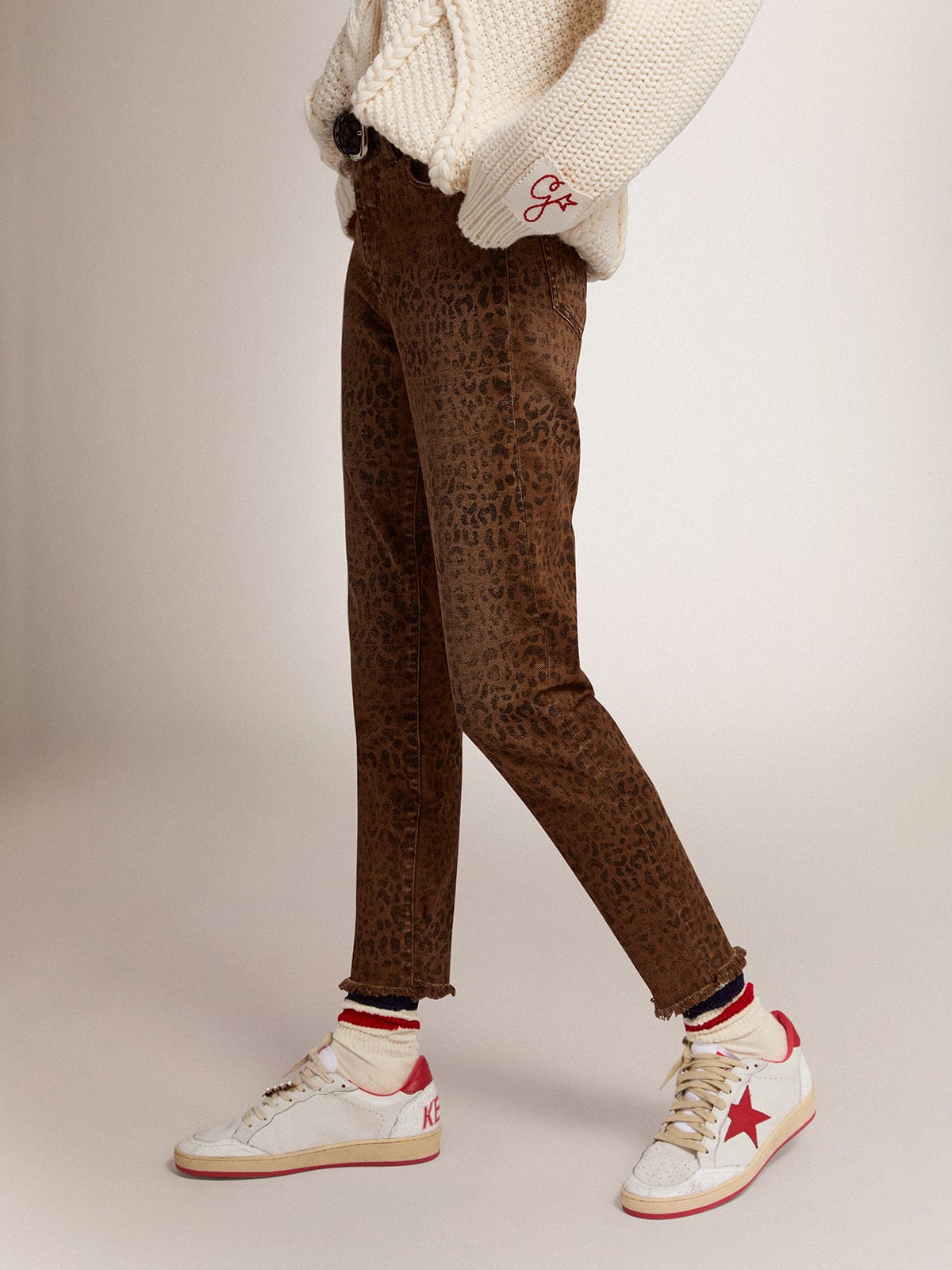 Jeans skinny Collezione Golden con stampa animalier