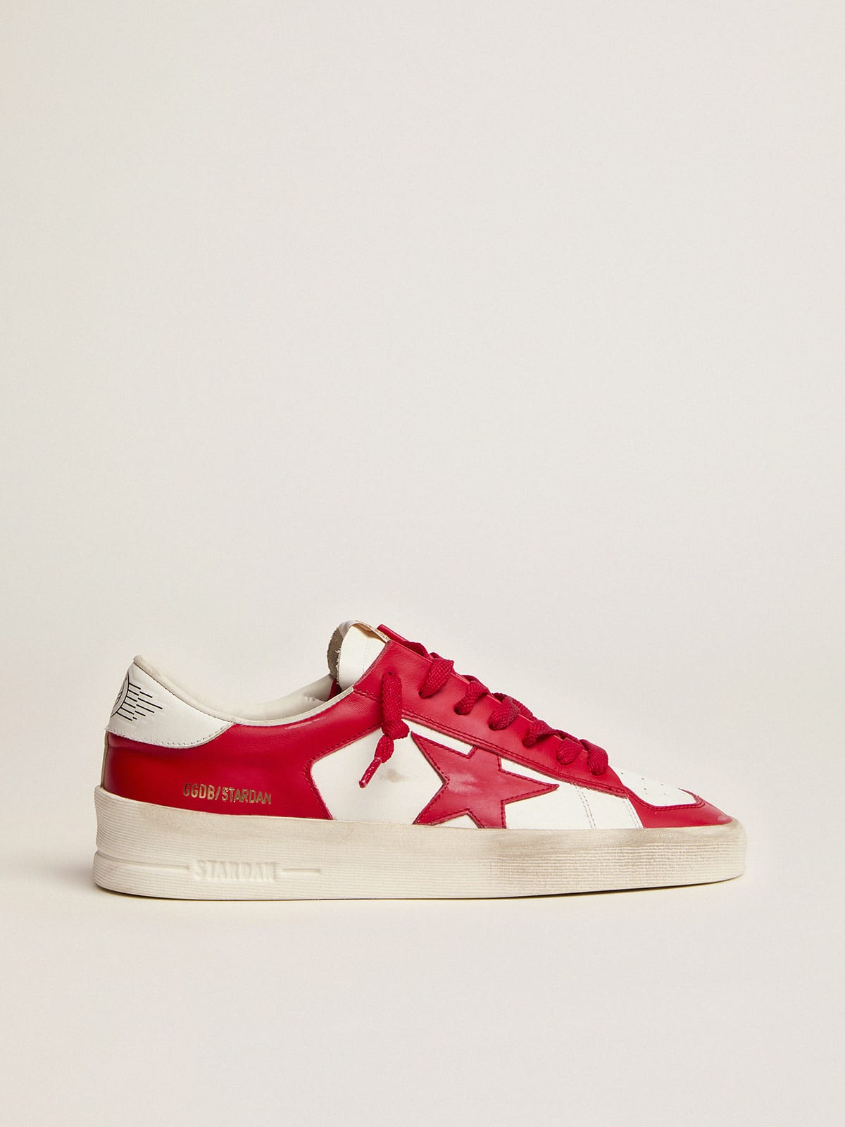 Sneaker Stardan uomo in pelle bianca e rossa