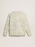 Maglione girocollo da uomo in lana con motivo toile de jouy all over