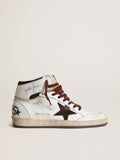 Sky-Star Uomo in nappa bianca con stella in suede cioccolato