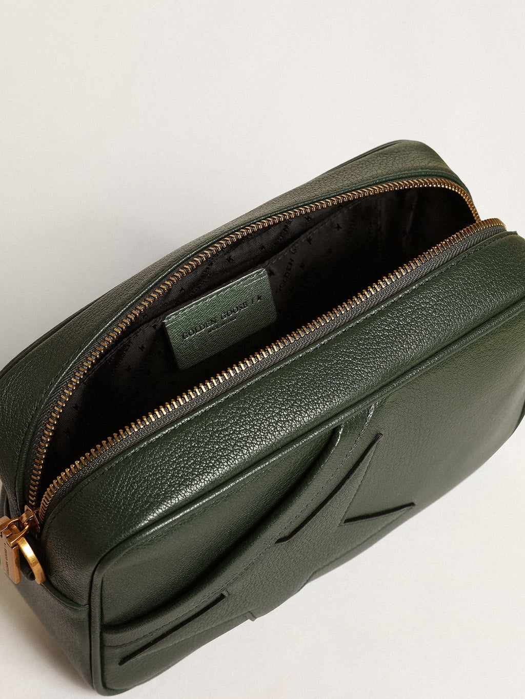 Borsa Star Bag in pelle color verde scuro con stella ton sur ton