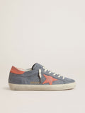 Women's Super Star in blue nubuck with pink suede star and heel tab