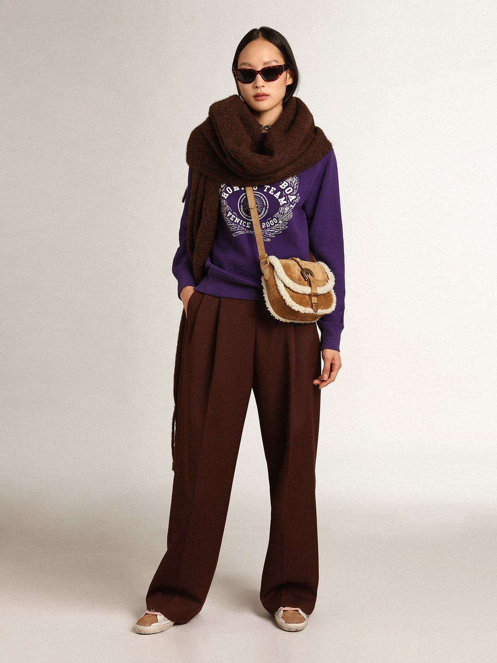 Borsa Rodeo Bag small in suede e dettagli in shearling