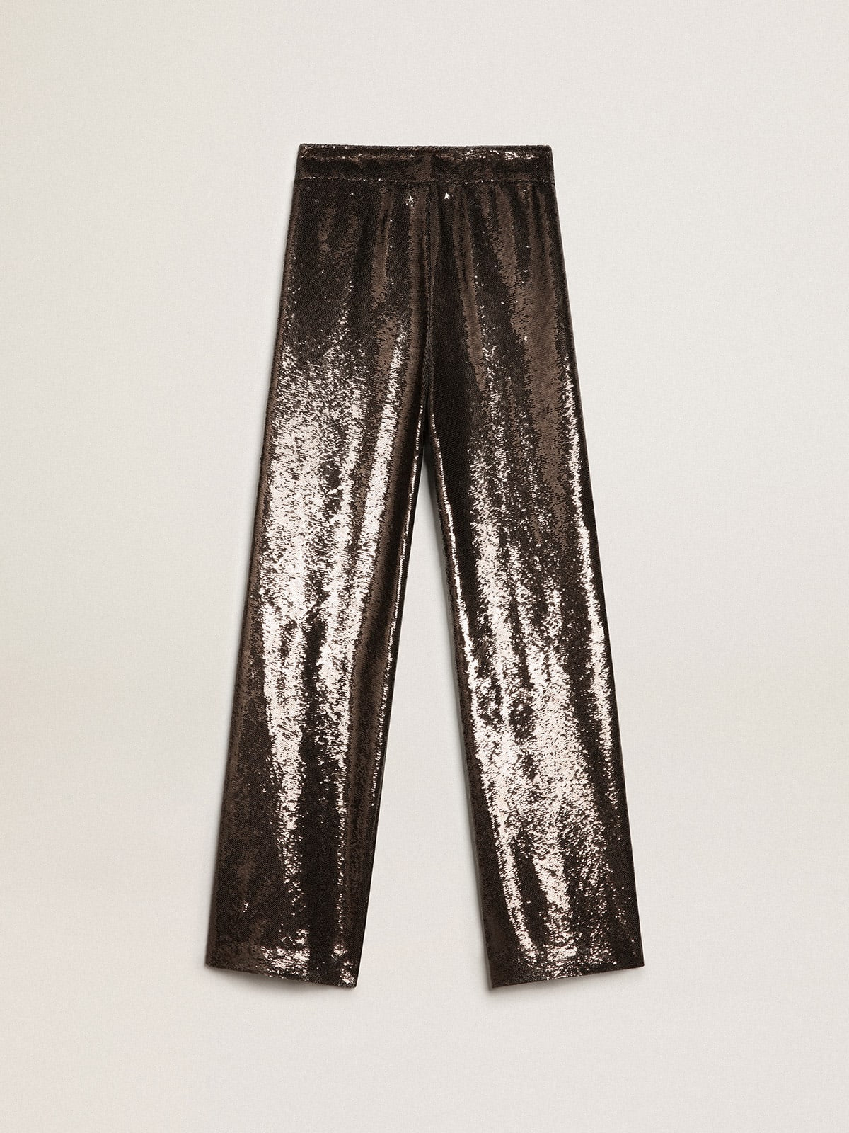 Pantalone di color grigio con paillettes all-over