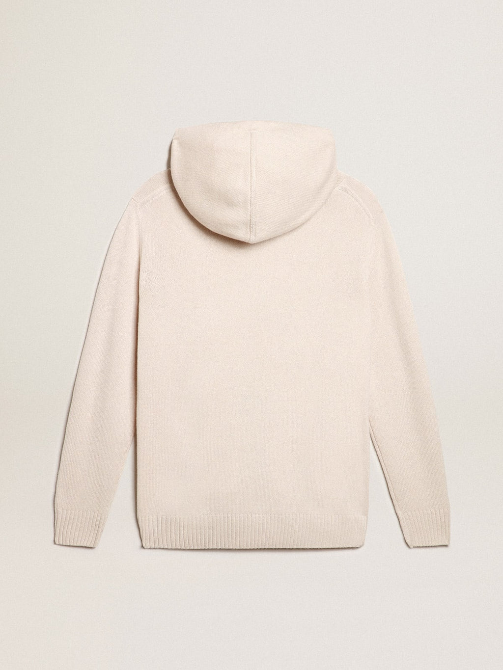 Felpa uomo misto cashmere color bianco e cappuccio