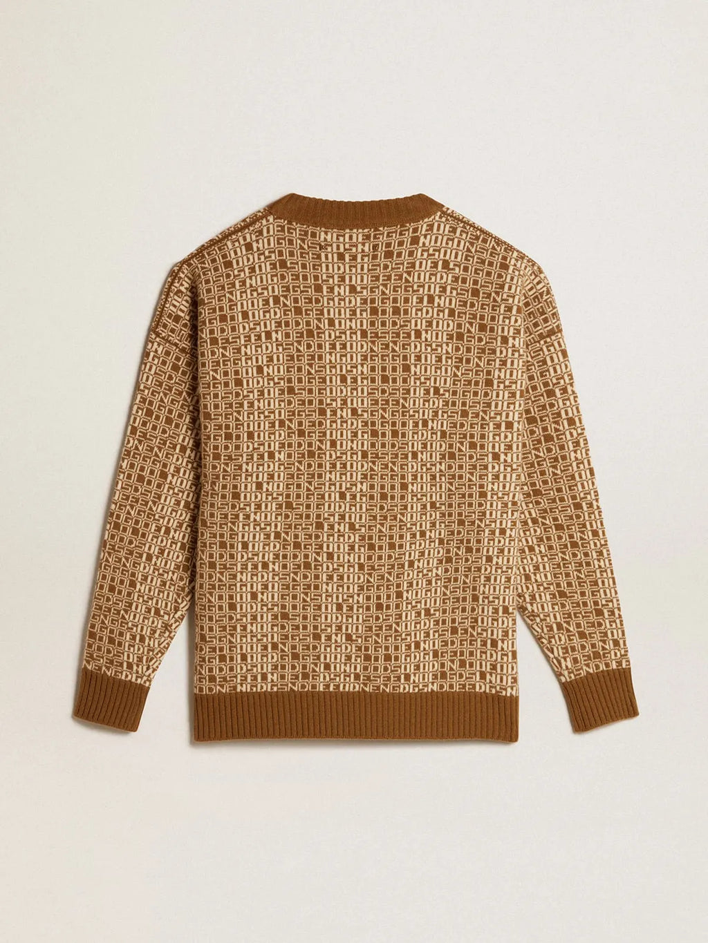 Maglione girocollo con motivo lettering-jacquard color oliva