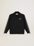 Felpa con zip da uomo di colore nero con stelle bianche a contrasto