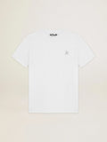 T-shirt bianca Collezione Star con stella in glitter argento sul davanti