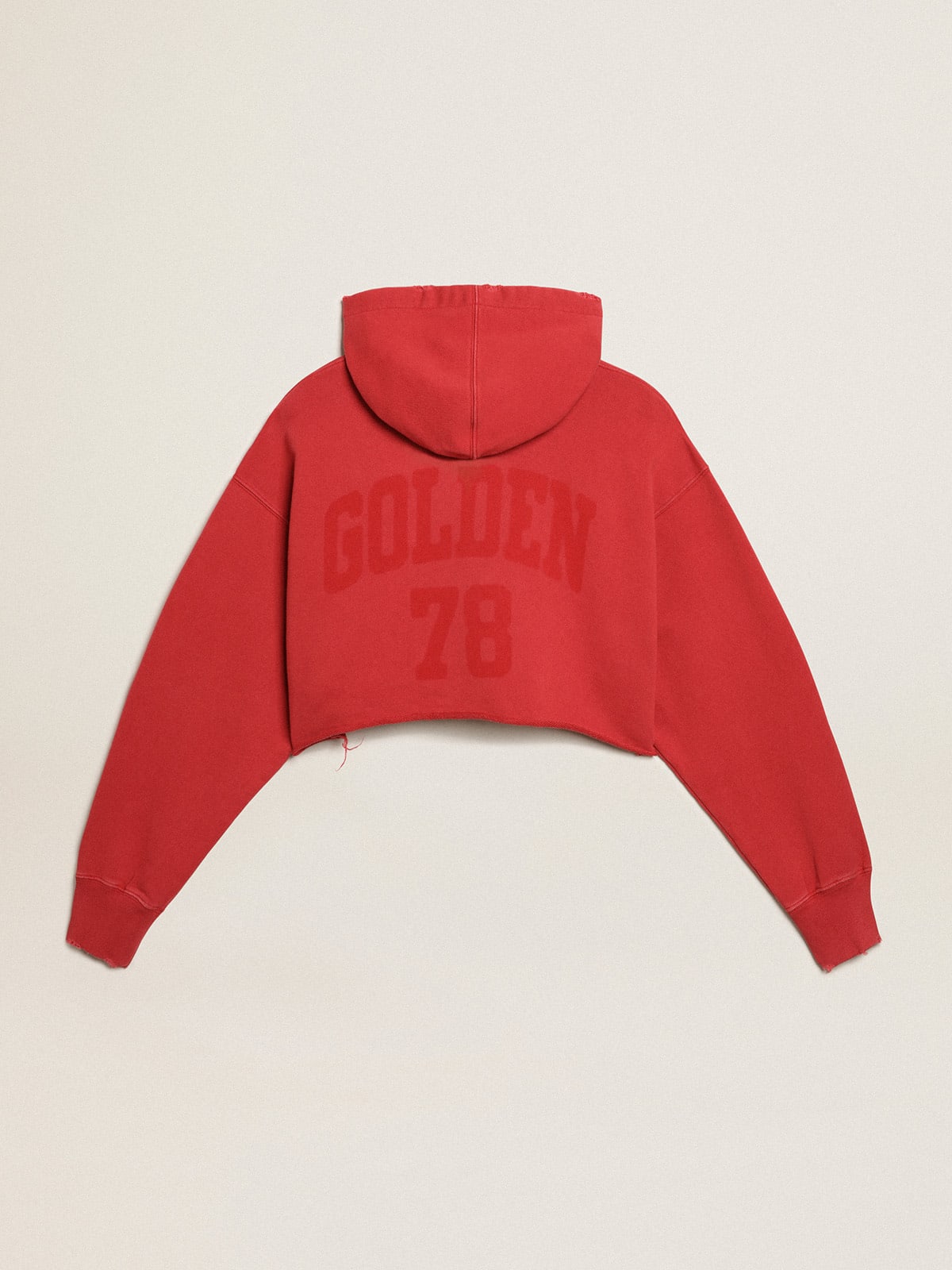 Felpa crop con cappuccio colore rosso